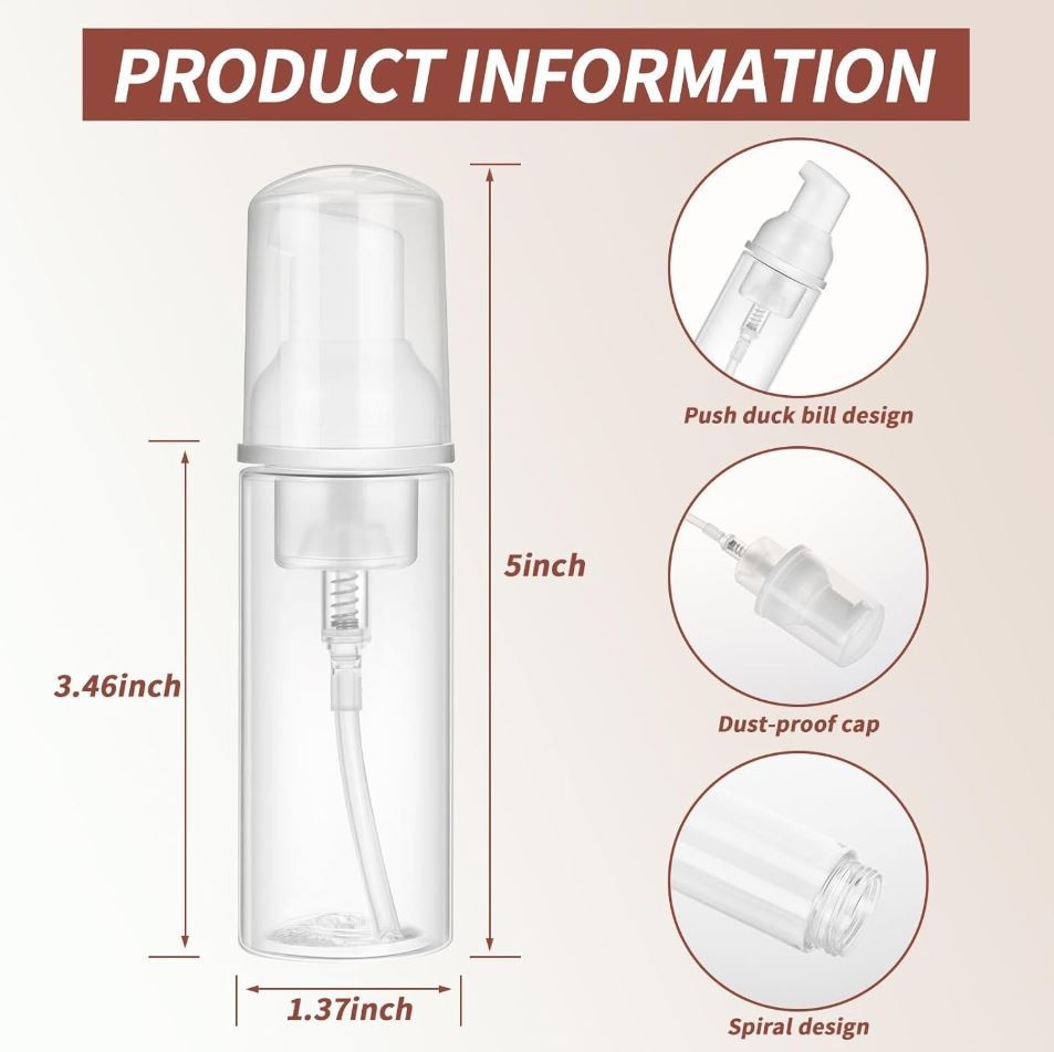 7 Pcs Foam Pump Bottle 2oz Foaming Soap Dispenser Travel Container BPA Free(c