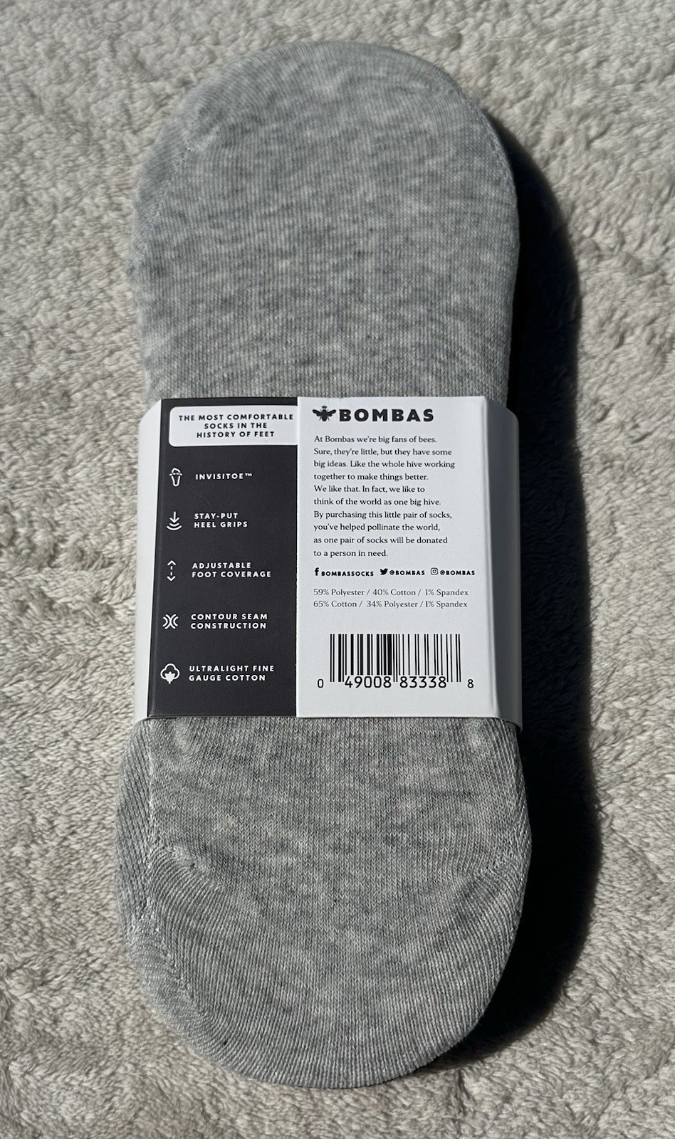 Bombas Unisex No Show Multicolor Socks 4-Pack Size Medium