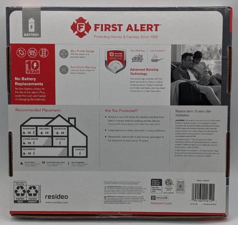 First Alert Smoke Alarm 2 Pack 2-in 1 Smoke & Carbon Monoxide NOB