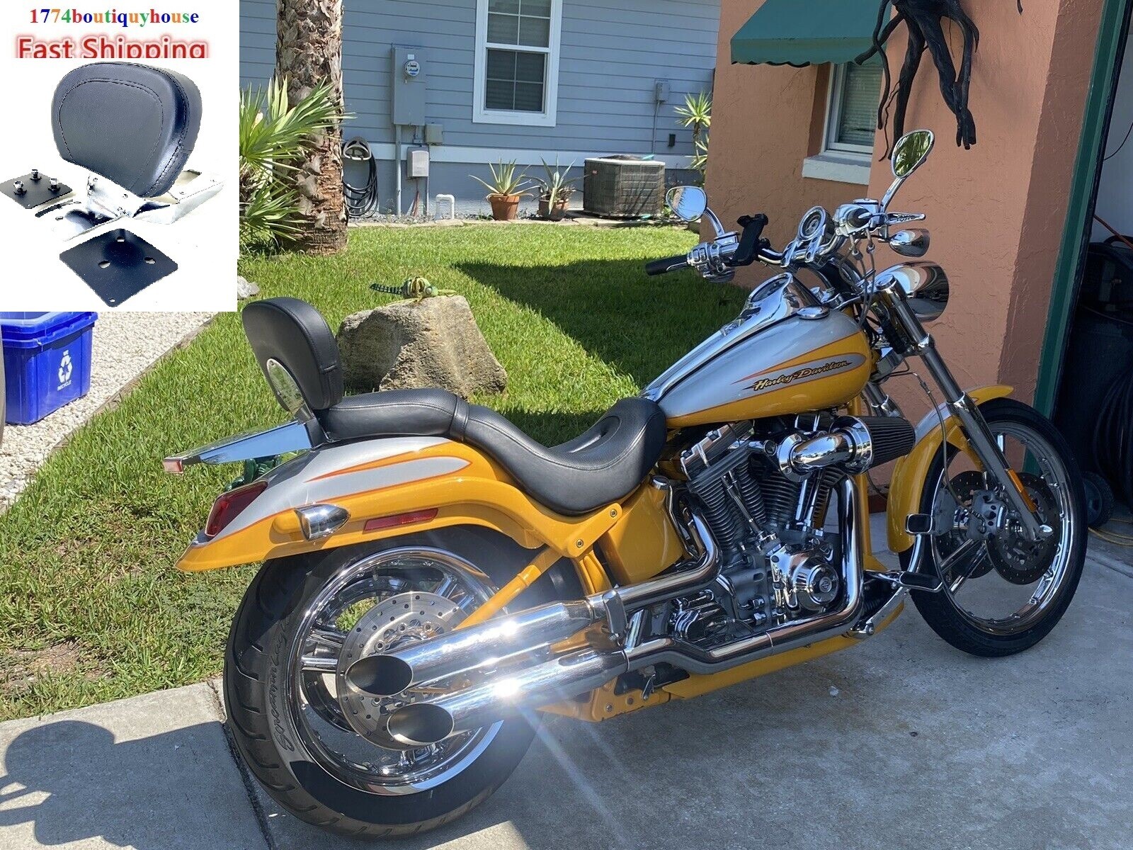 NEW Tall Backrest SISSY BAR LUGGAGE RACK Harley Softail Deuce 00-2007 51114-02HD