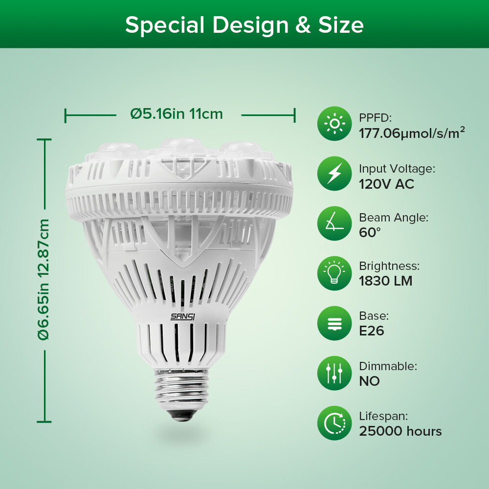 SANSI LED Grow light Bulb Full specturm Veg Flower 10W-70W Yard Indoor Plant