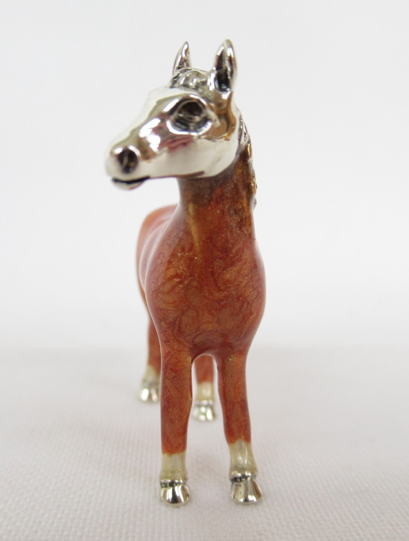 Saturno Italy Miniature Sterling Silver Enamel Horse Animal Figurine