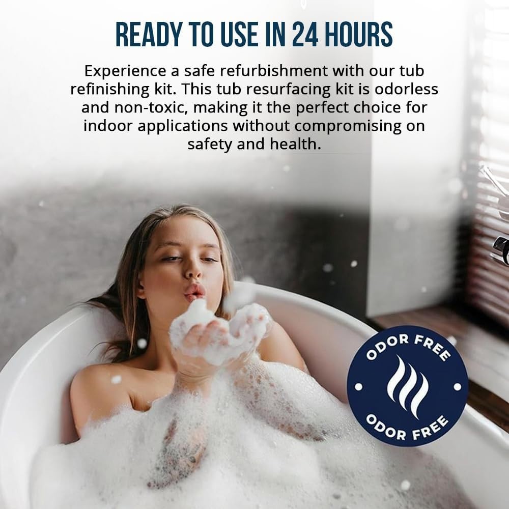 DIY Bathtub Refinishing Kit with Gloss White Finish and Odorless Paint Formula