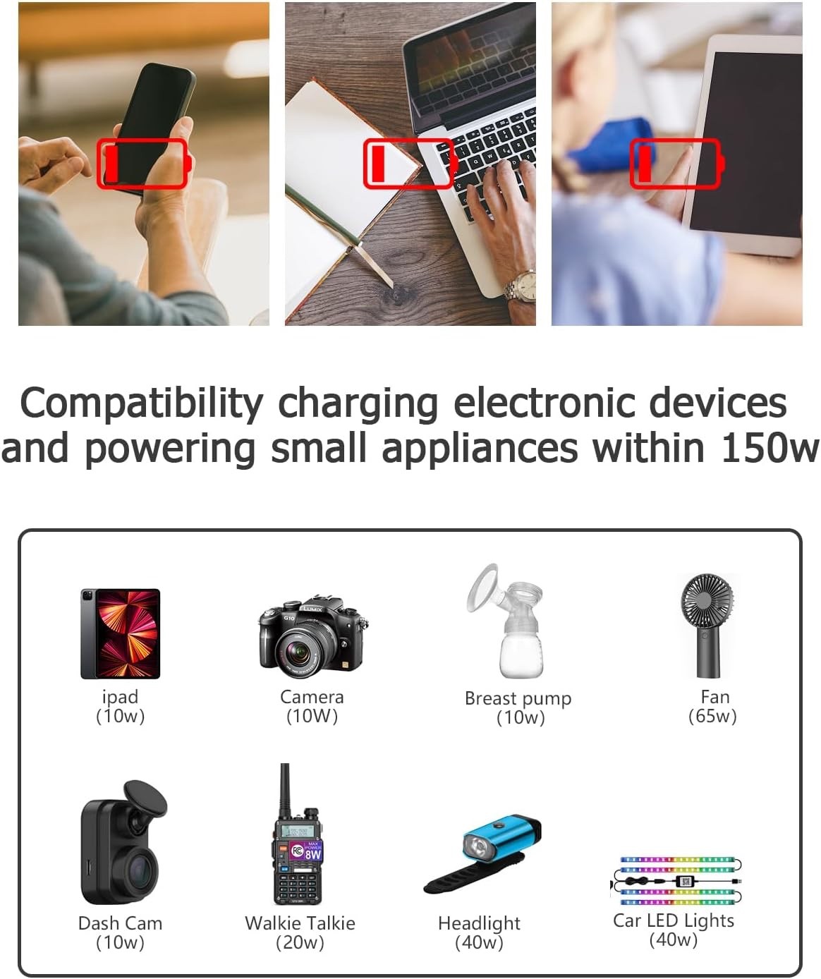 FOVAL 150W Car Power Inverter 12V DC to 110V AC Converter Vehicle Adapter Plug
