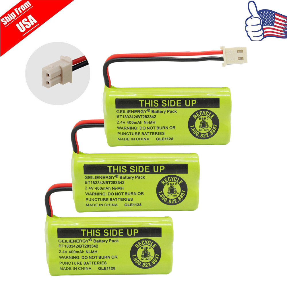 3x For Vtech BT183342/BT283342 Battery Pack 2.4V 400mAh for AT&T Cordless Phone