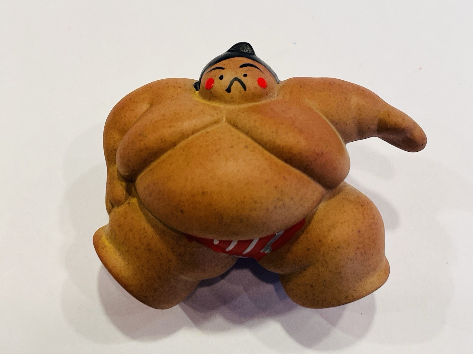 Japanese Sumo Wrestler Figurine Ceramic Shiko Pose Funny Japan Decor BIN A