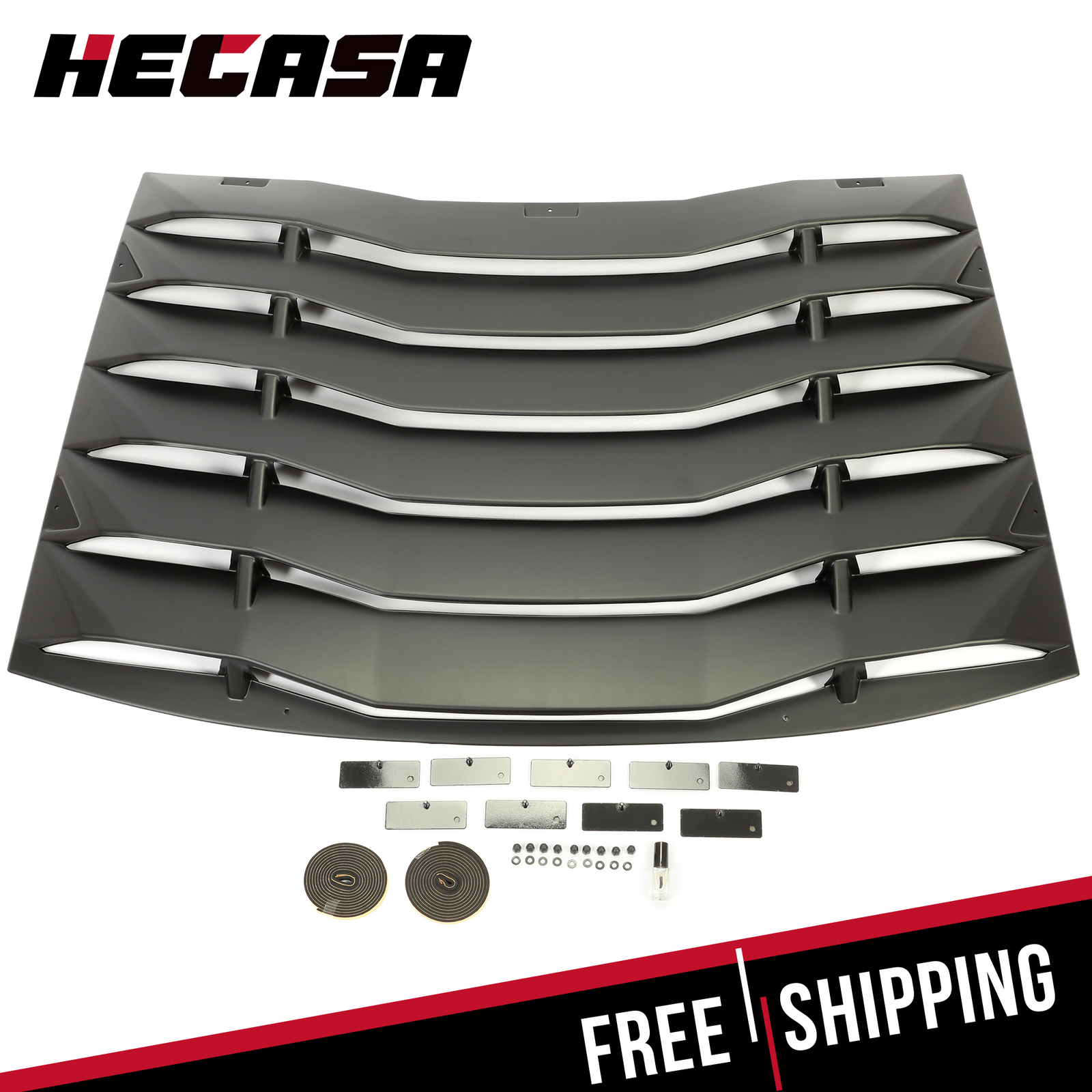 HECASA Rear Window Louver Cover Vent Black ABS For 2011-2023 2020 Dodge Charger