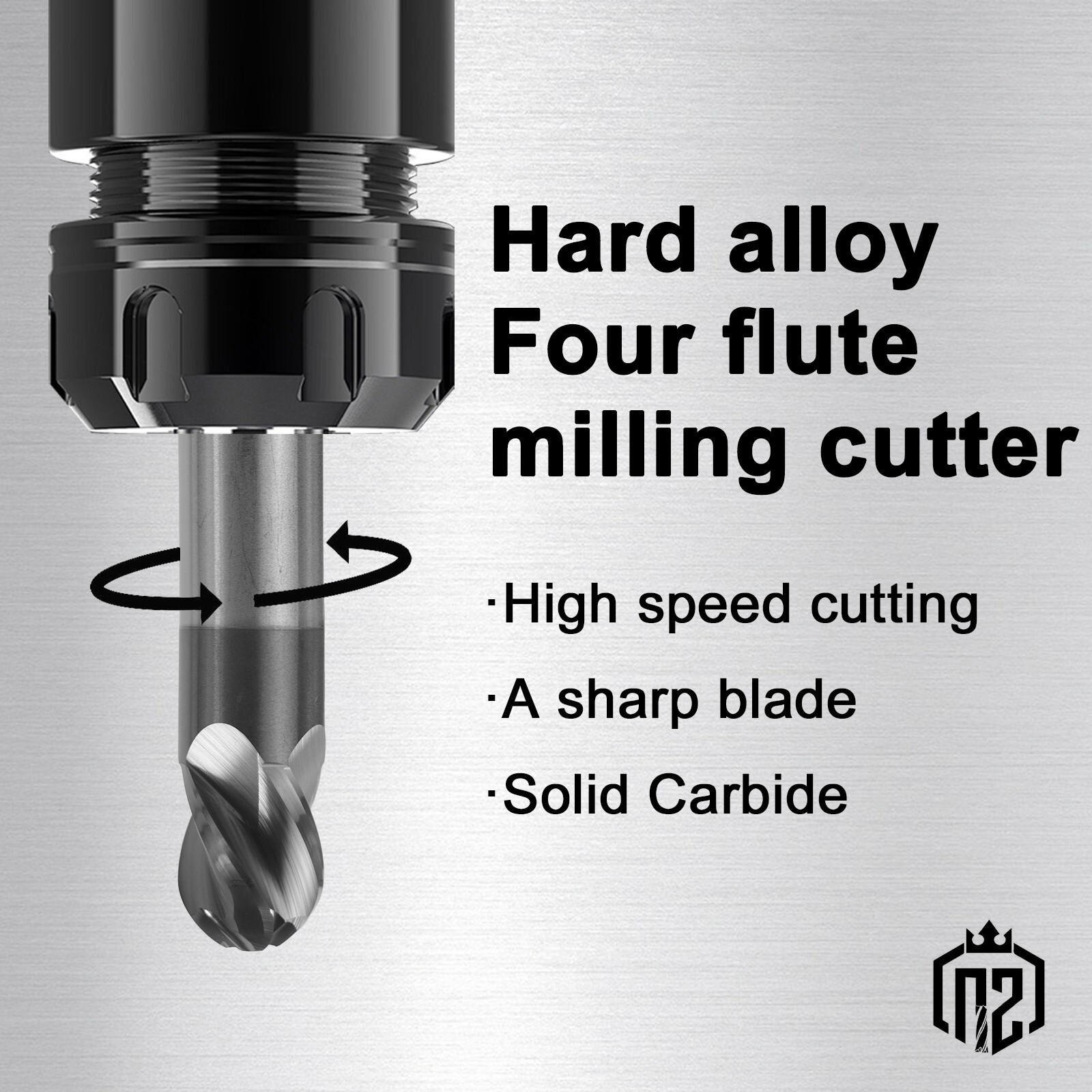 2PCS 4 Flute 1/2" Solid Carbide Ball Nose End Mill - Double End - AlTiN Coated