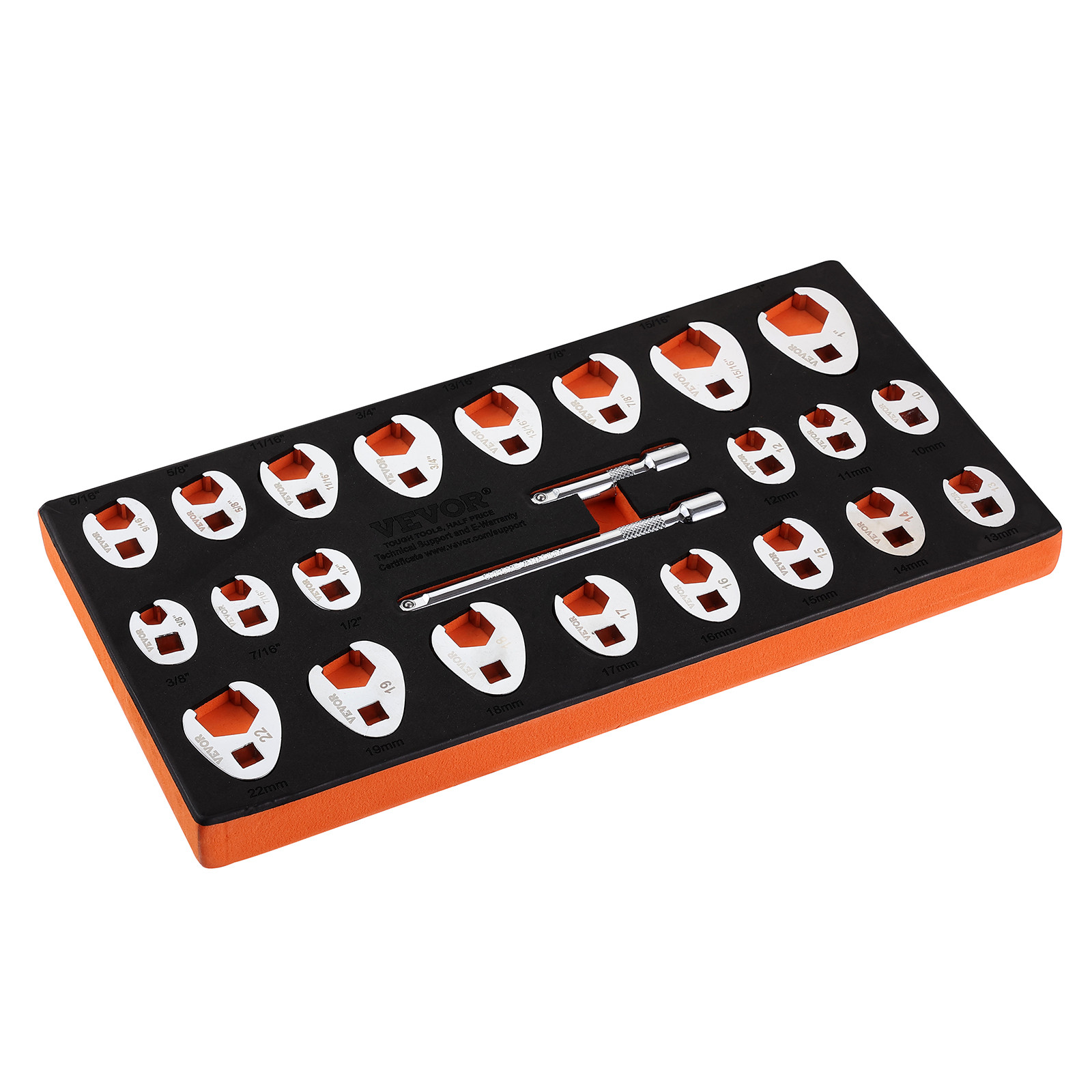 VEVOR Crowfoot Wrench Set 3/8" Drive 24-Piece Crows Foot Wrench Set SAE Metric