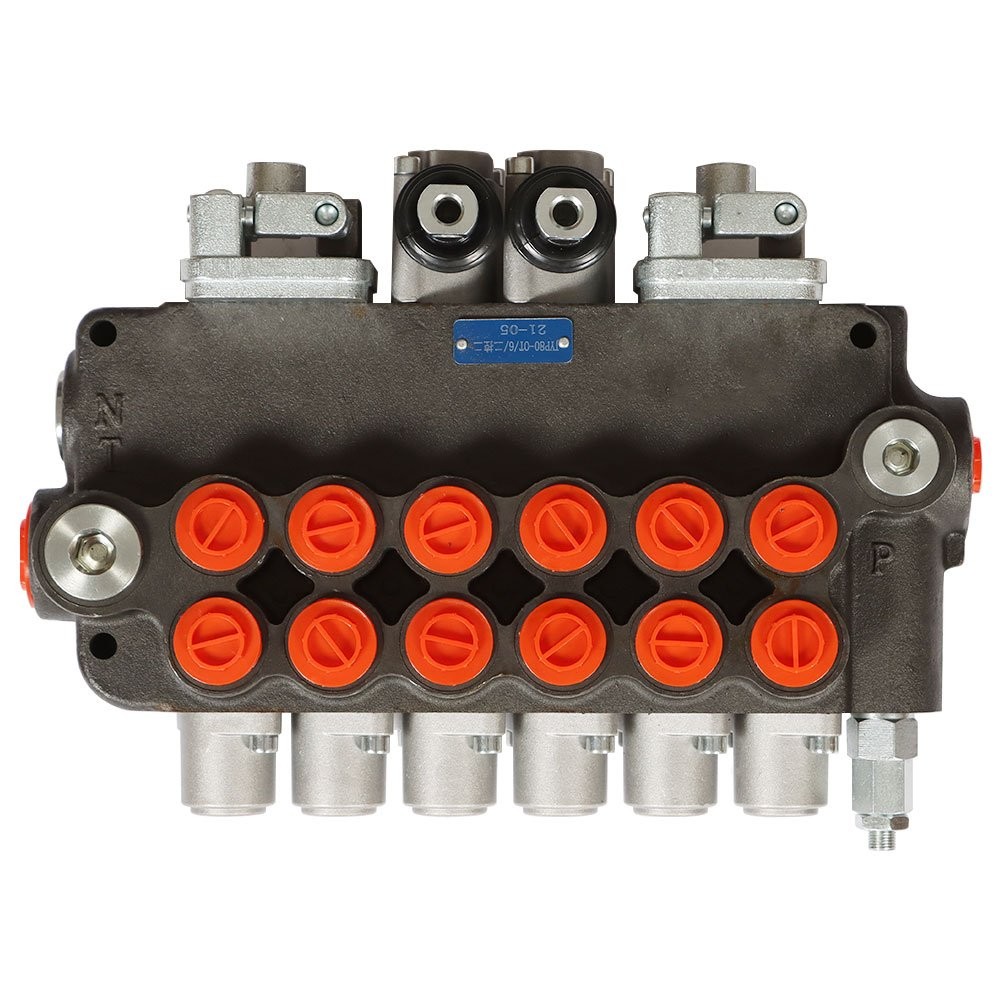 6 Spool 21 GPM,3625 PSI Hydraulic Directional Control Valve SAE w/ 2 Joysticks