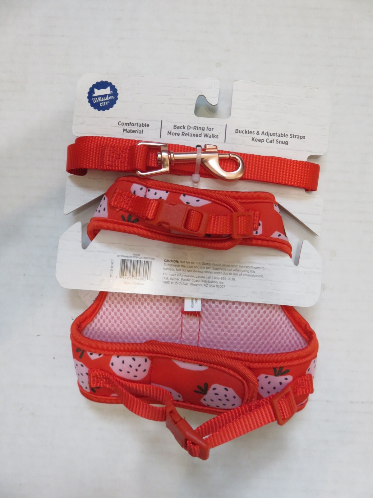 Whisker City Cat Vest Harness & Leash KITTEN Stripe, Strawberry or Bling New