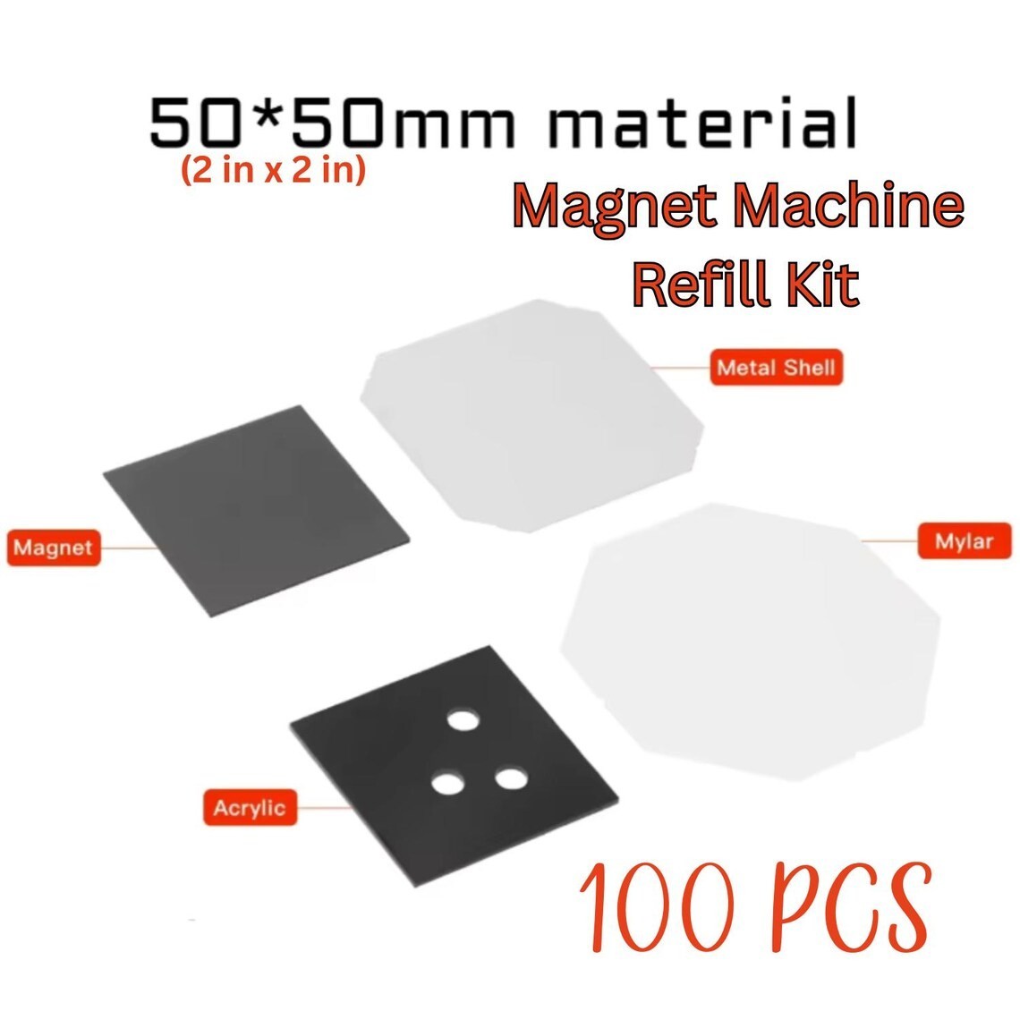 100 Magnets - 50 mm x 50 mm Magnet Maker Material Parts Consumables