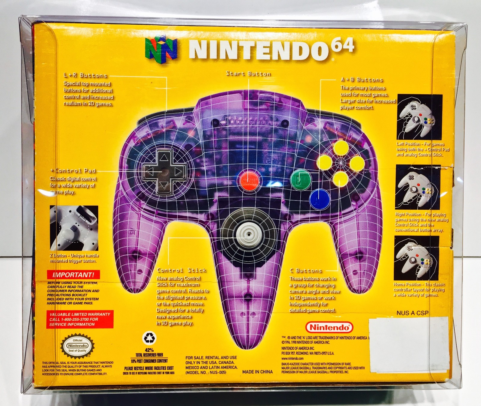 1 N64 CONTROLLER Box Protector! Custom Made Acid-Free Cases Nintendo 64 Boxes