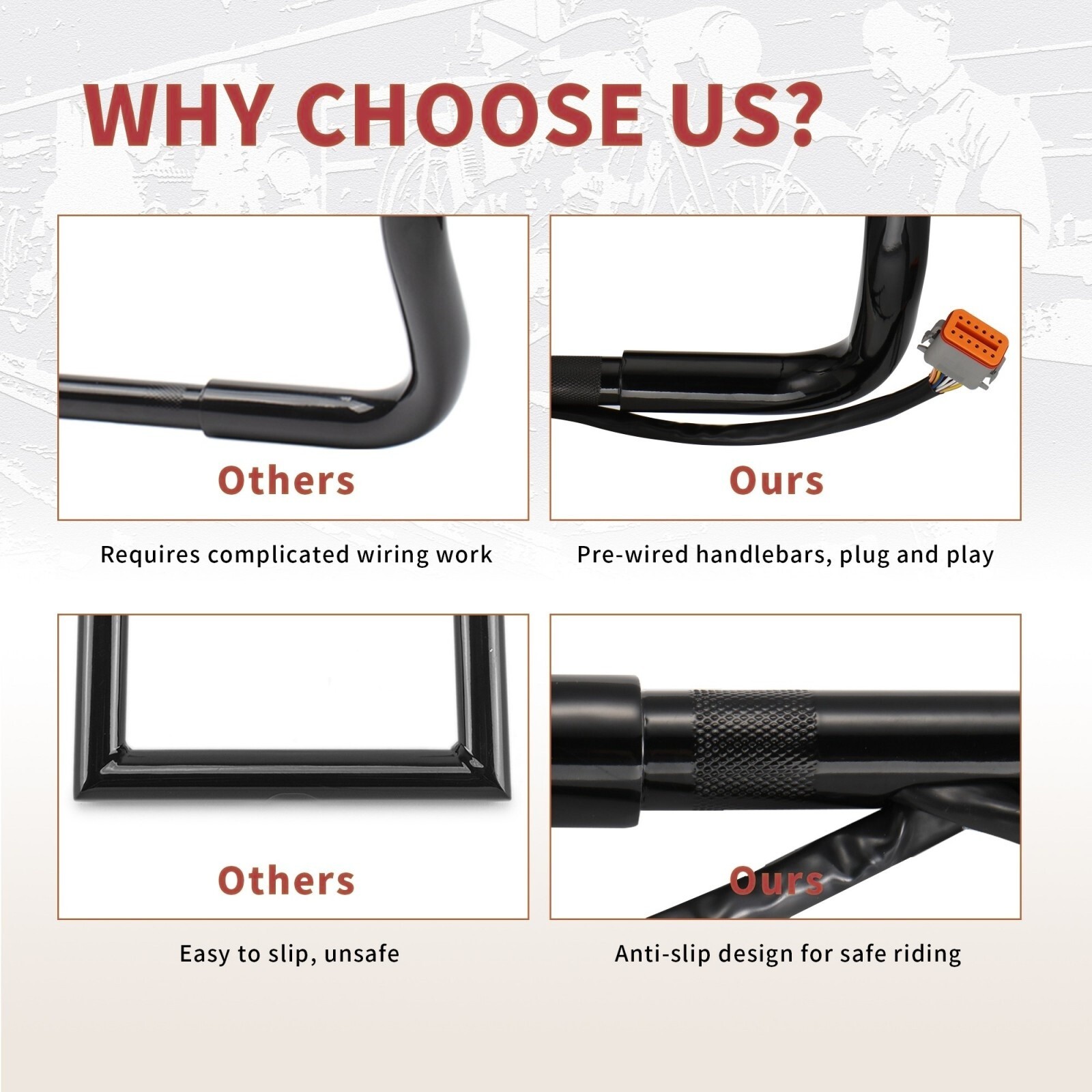 Prewired 12" Meathook Handlebar for Harley 1996-2006 Street Glide Electra Glide