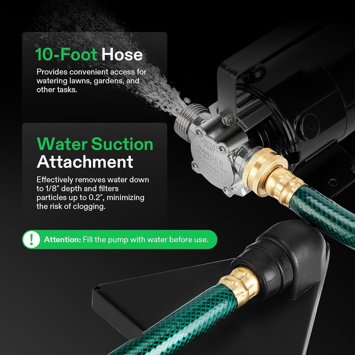 VIVOSUN 330GPH 115V Water Transfer Removal Utility Pump w/ ON/OFF Switch & Hose