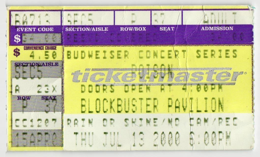 Vintage 2000 Poison Dokken Cinderella Concert Ticket Stub Charlotte NC