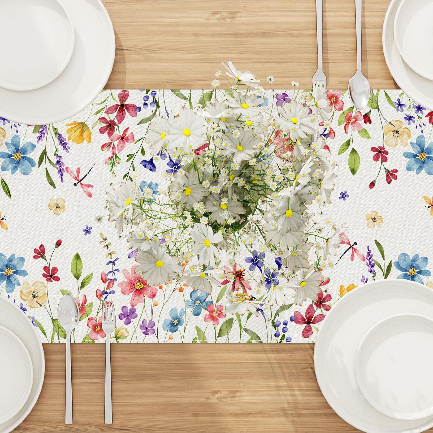 Flowers Spring Table Runner 13x72 Inch Spring Summer Easter Decorations and Supp