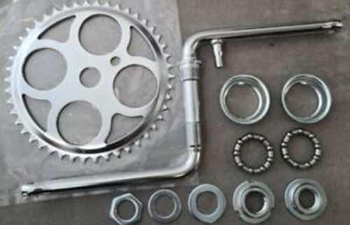 4 HOLE SCHWINN STYLE BICYCLE 46T SPROCKET, 6 1/2 CRANK, & BOTTOM BRACKET SET.