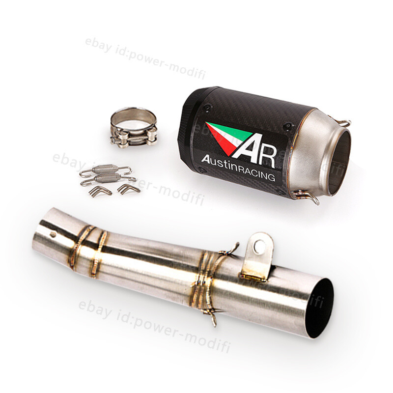 For Yamaha YZF R6 2006-2024 Slip On Exhaust System Mid Pipe 60mm Carbon Muffler