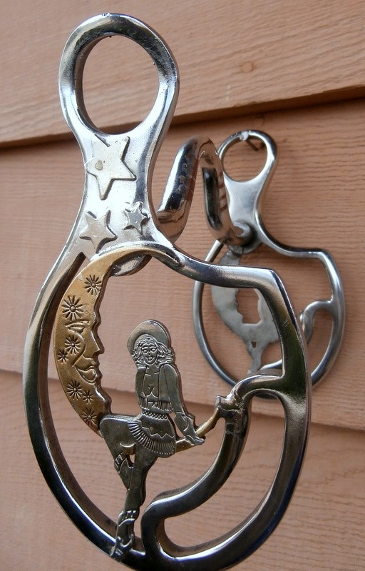 Cowgirl Man in Moon Moon Stars Horse Bit Silver & Brass