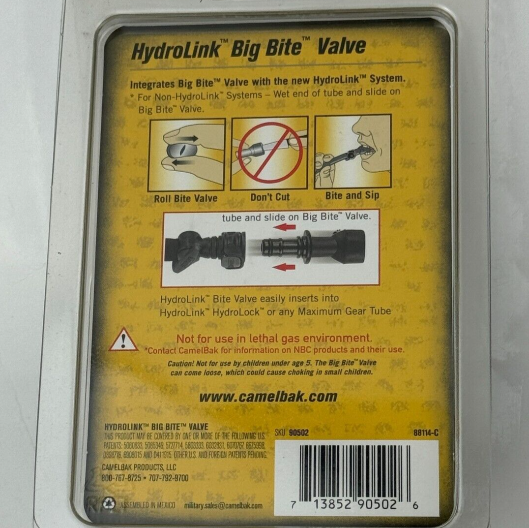 Camelbak Maximum Gear HydroLink Big Bite Valve New Sealed Package 713852905026