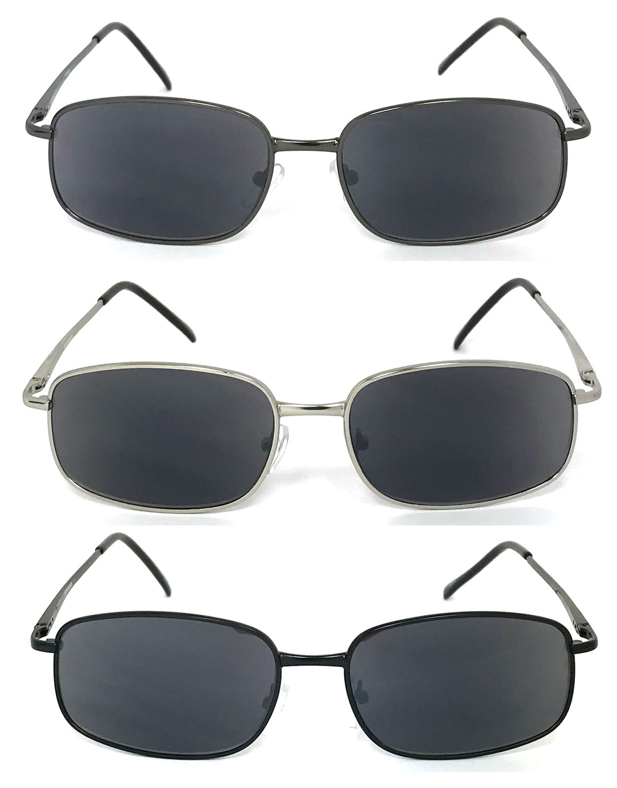 Mens Full Lenses Metal Frame Magnified Tinted Sun Reader Reading Sunglasses