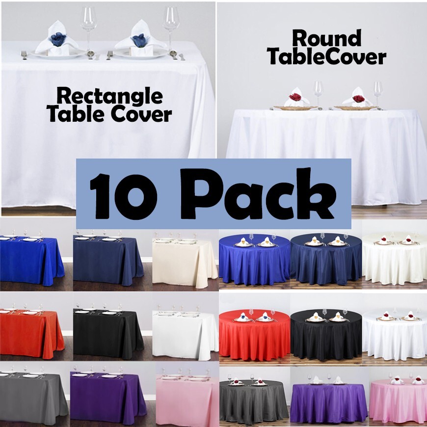 10 pack Tablecloth Table Cover Polyester Tablecloth, Choose Your size and Color