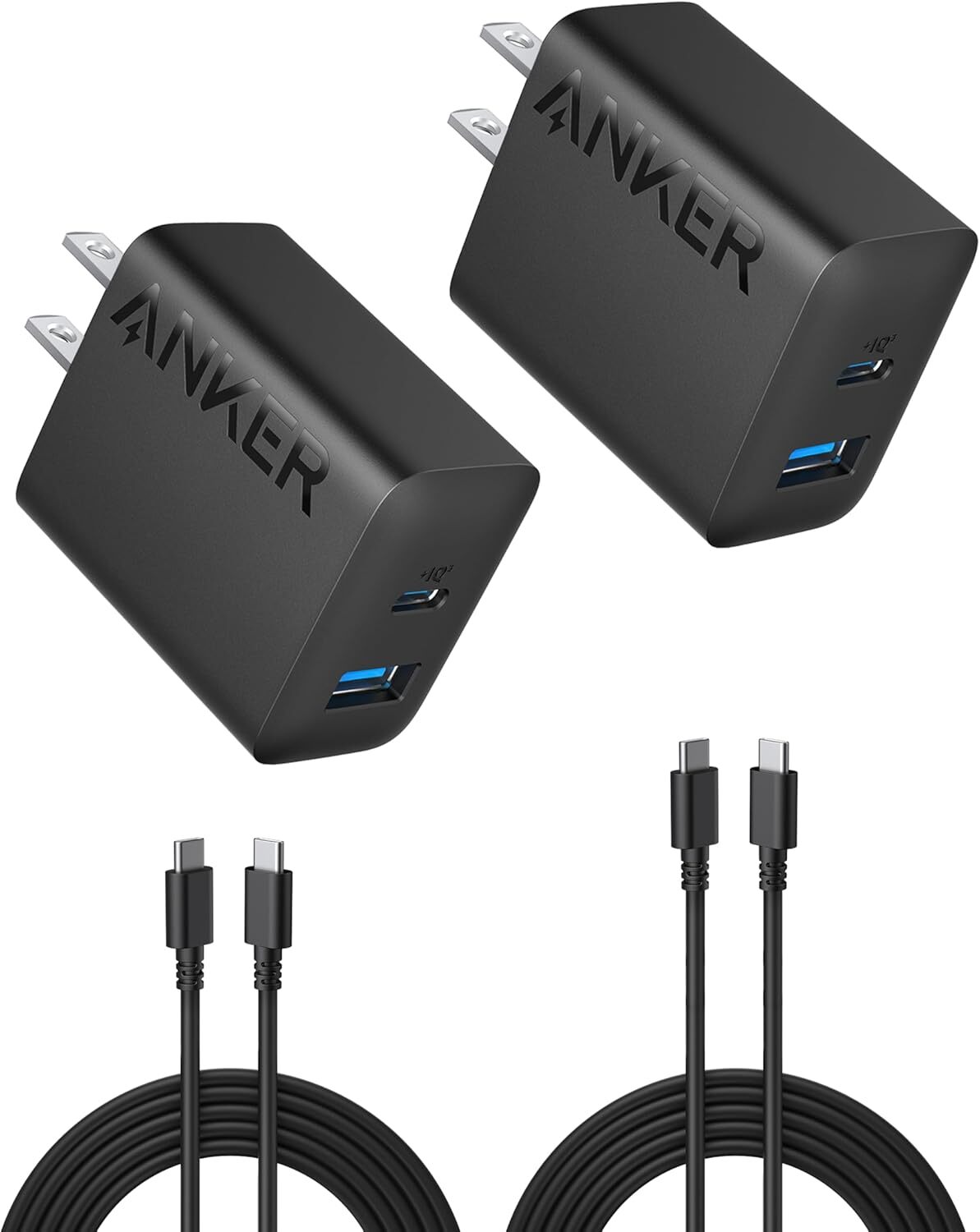 Anker iPhone 16 Charger 20W USB C&USB-A Wall Charger w/ 5ft Charging Cable,2Pack