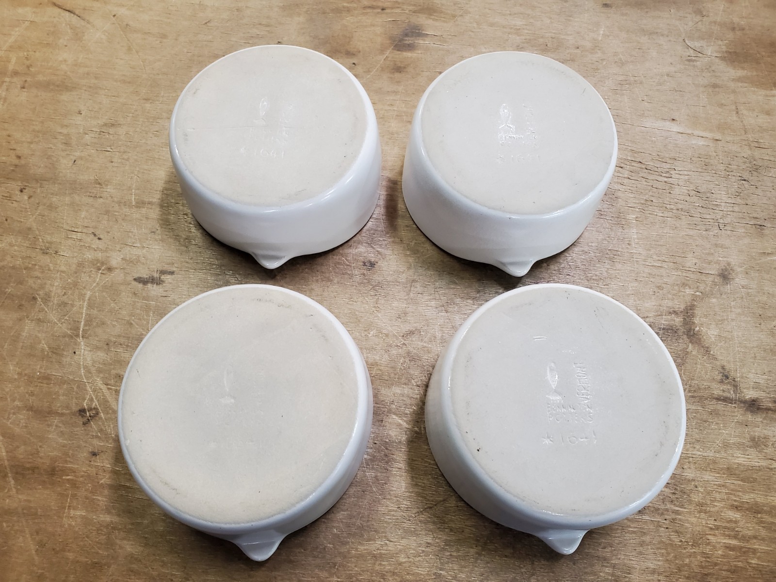 Bennington Potters Lugged Soup Bowls, Set of 4, #1641 Satin White Matte Glaze