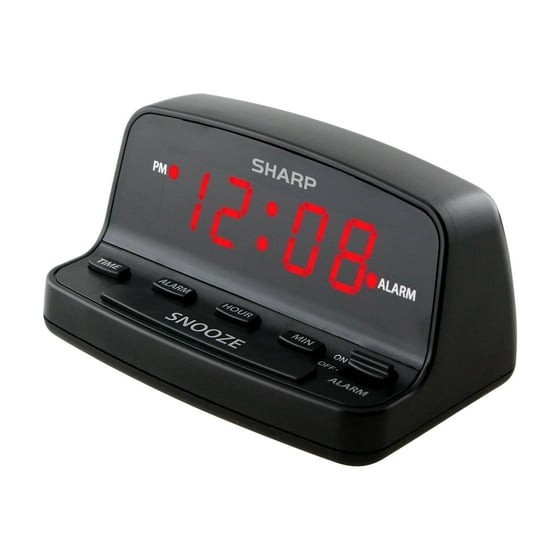 SHARP DIGITAL ALARM CLOCK Loud Alarm Snooze Keyboard Controls LED Display Black