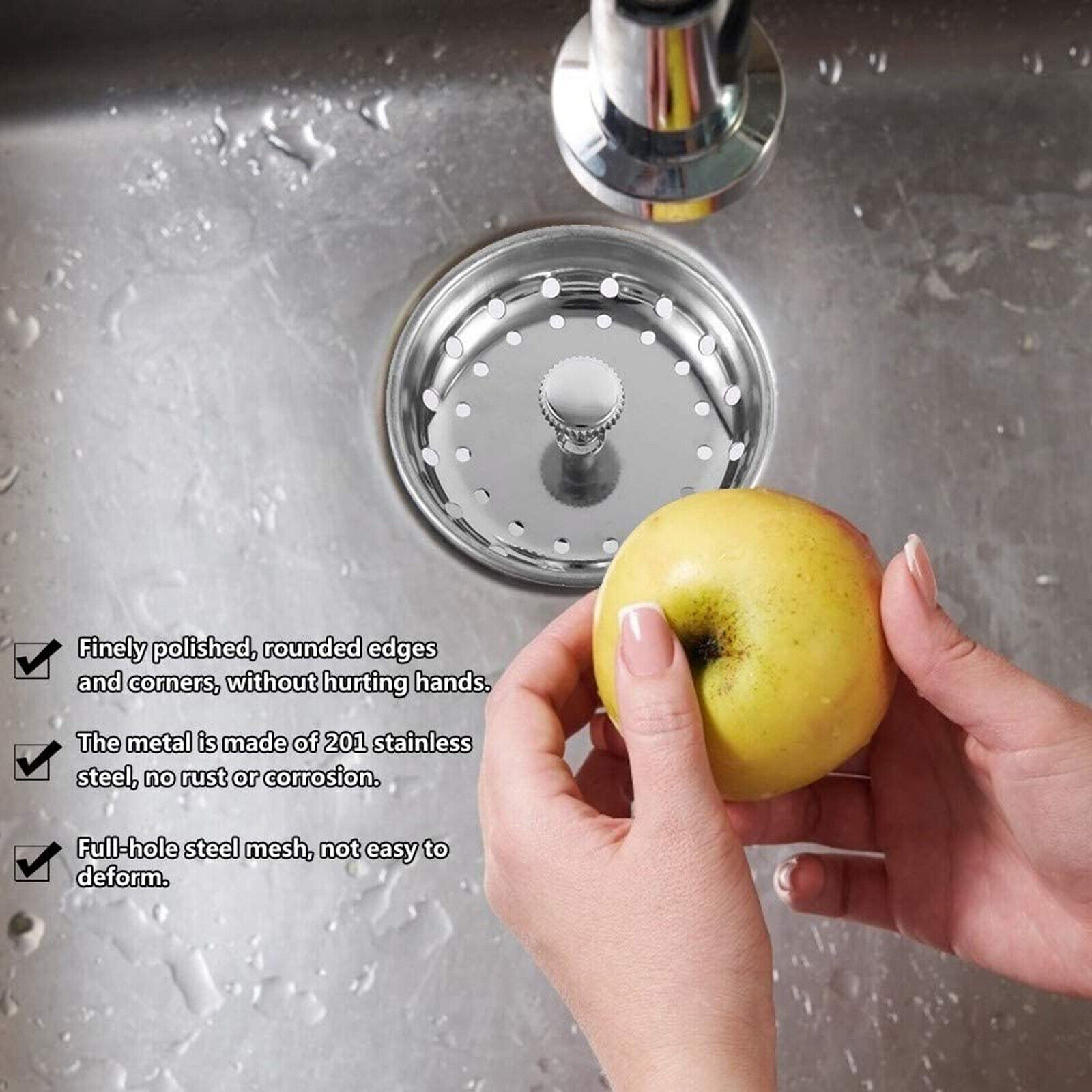 Stainless Steel Home Kitchen Sink Drain Stopper Basket Strainer Waste Plug Lot