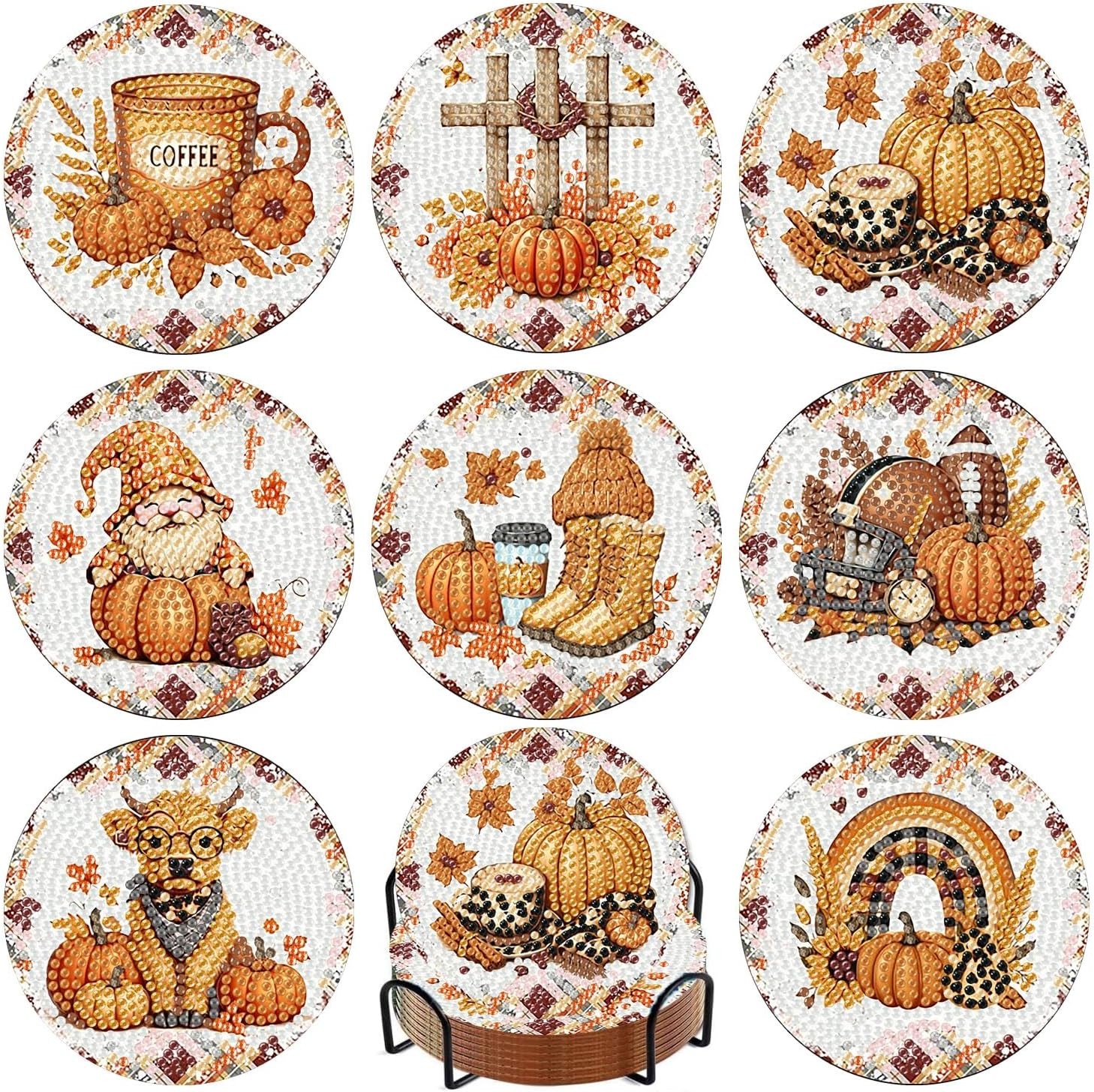 8 Pcs Diamond Art Coasters Kits for 8 4x4in