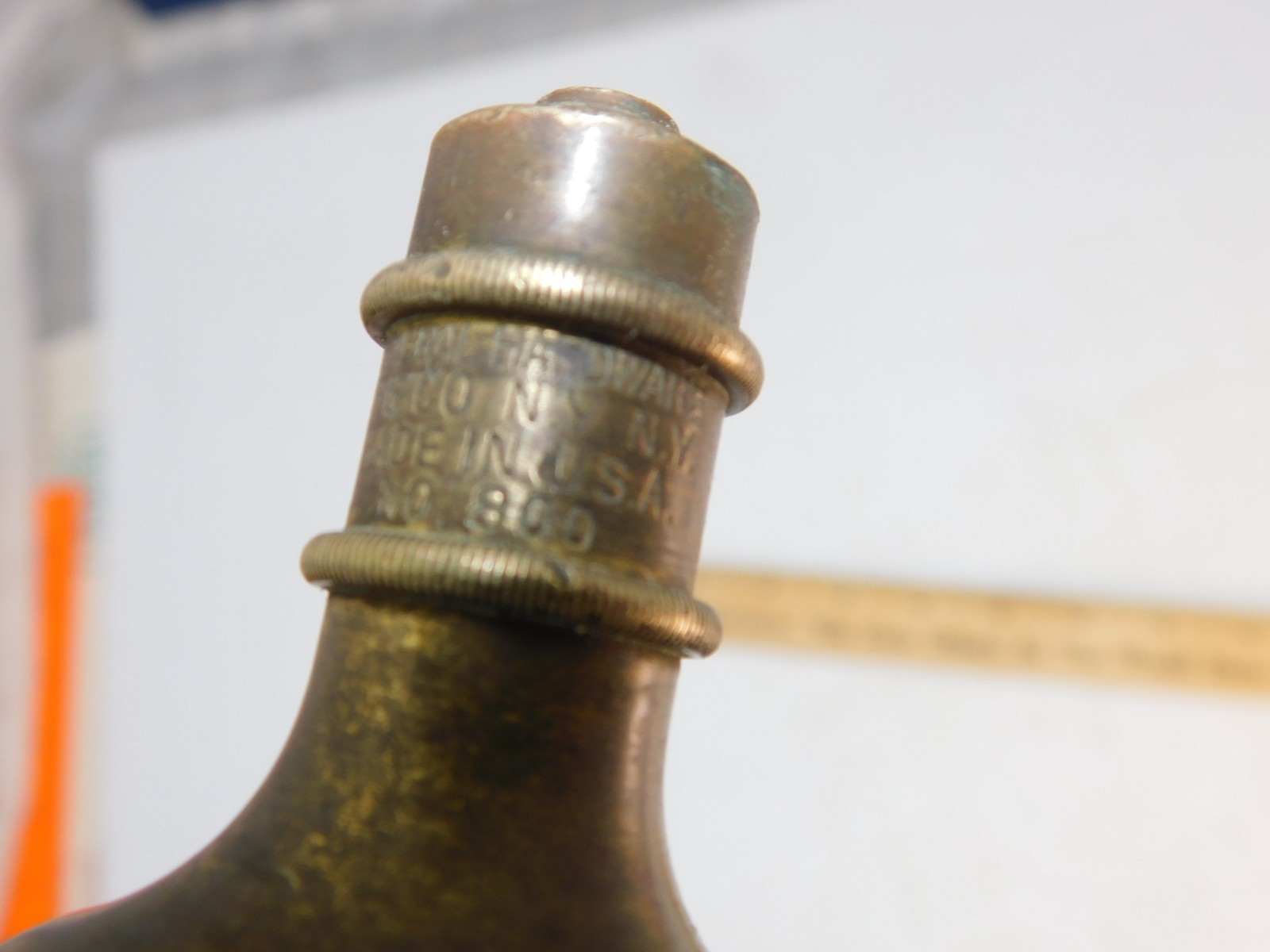 Vintage Plumb Bob, Solid Brass, General Hardware no. 800, 1lb 5oz, 6.75"