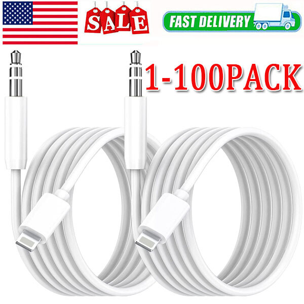 IPhone 7 8 X XR 11 12 13 Pro Max 8 Pin to 3.5mm AUX Audio Car Adapter Cord lot