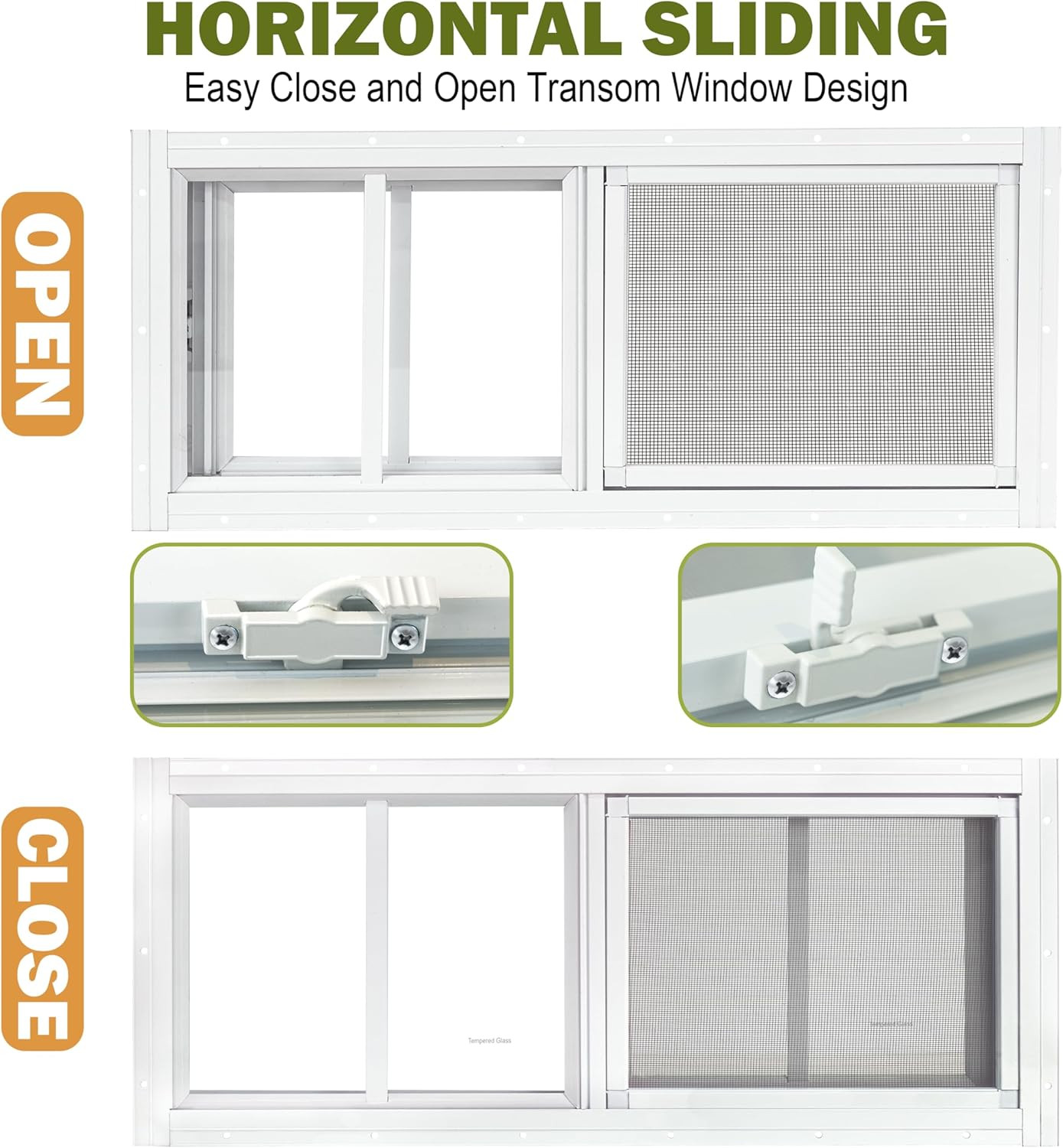 2 Pack Shed Windows, 10"X 18" White Sliding Window Suitable for Chicken Coop, Sh