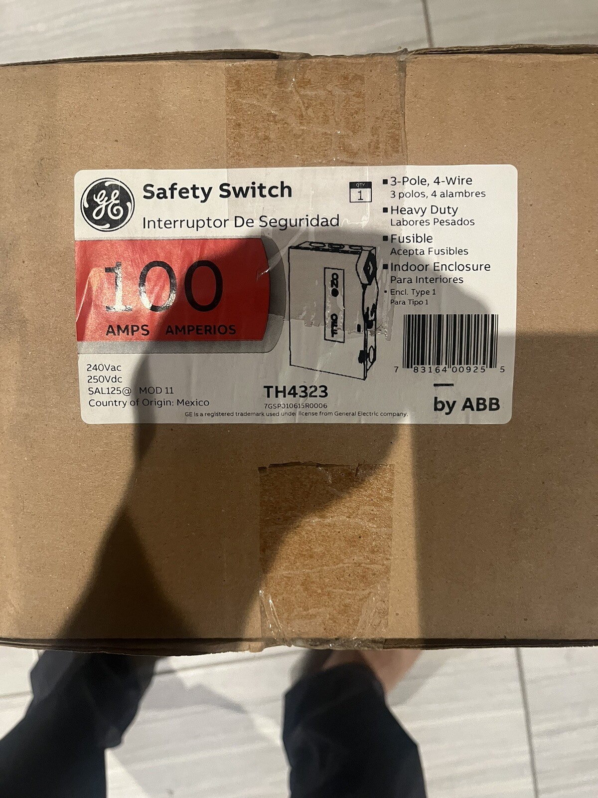 GE TH4323 100 AMP  Safety Switch 240VAC/250VDC