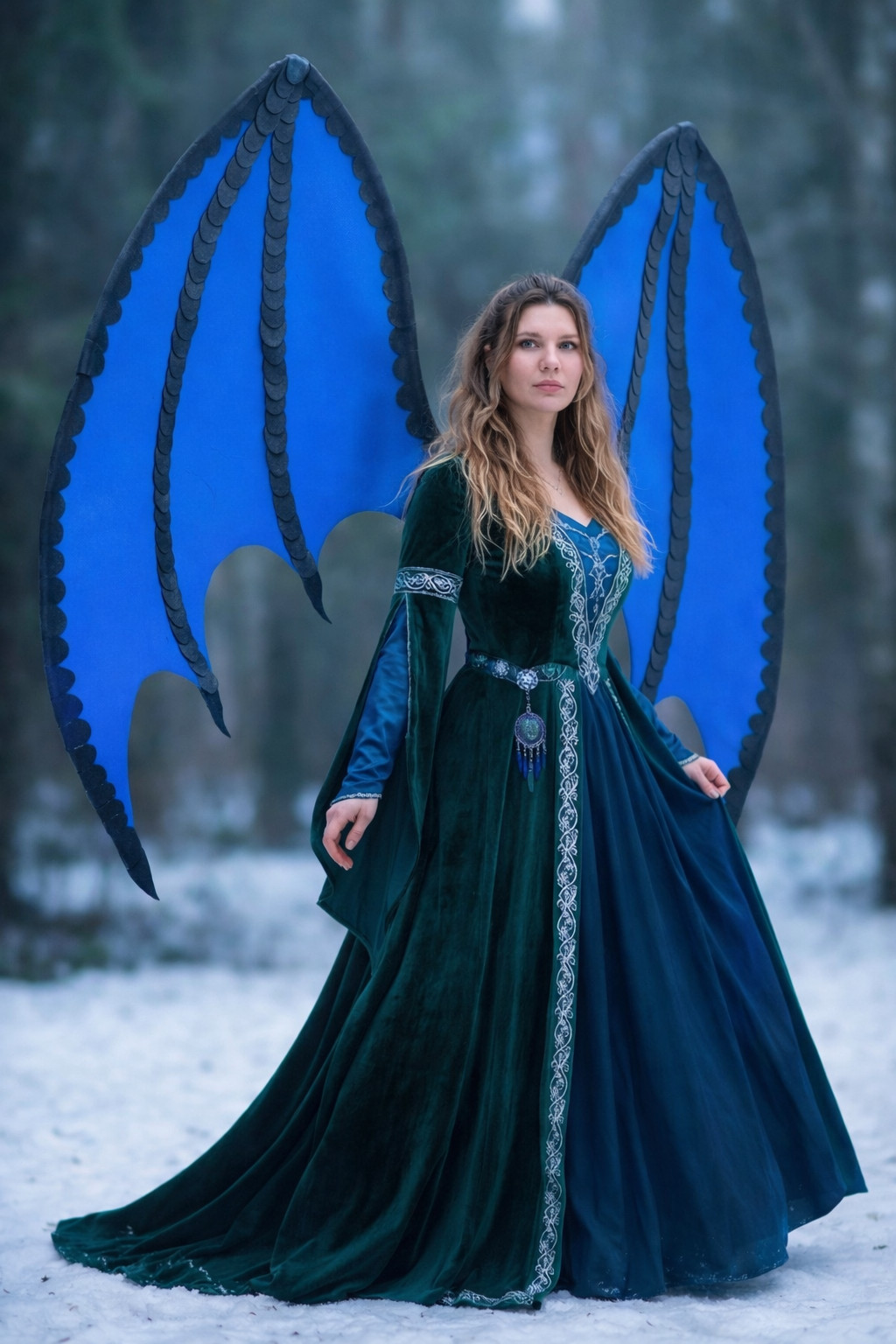 Dragon Cosplay Wings with Demon Tail Gothic Dark Angel Costume Big Black Bat