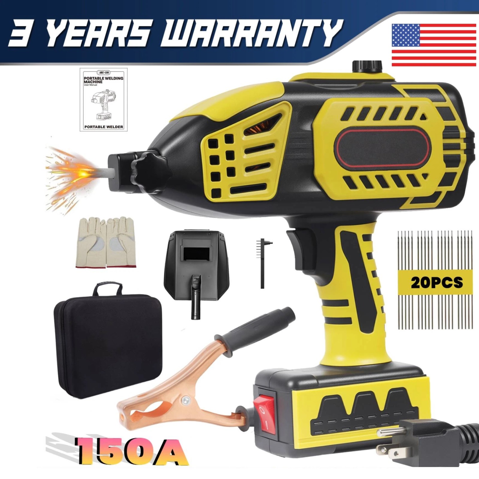 6000W Electric Welder Hand Held Welding Machine Kit 110V Digital Arc Welder Tool