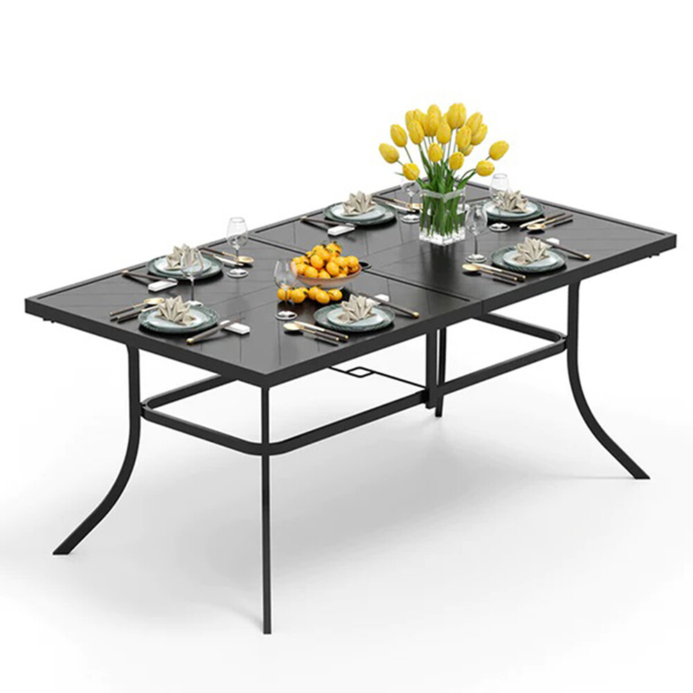 Outdoor Dining Table with Umbrella Hole Metal Patio Table 14 - Style