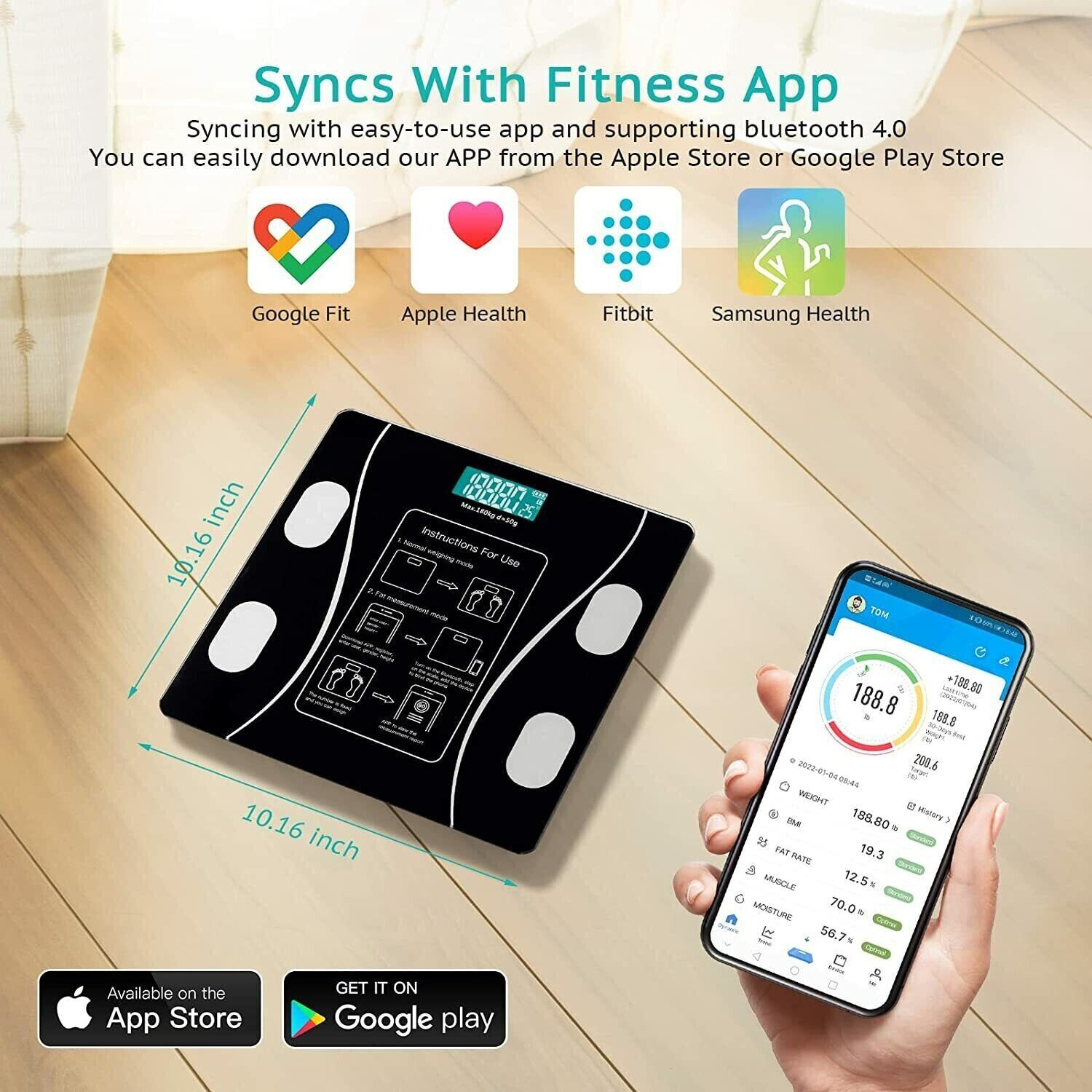 Smart Weight Scale Body Digital Bathroom Scale BMI Bluetooth Body Fat Scale