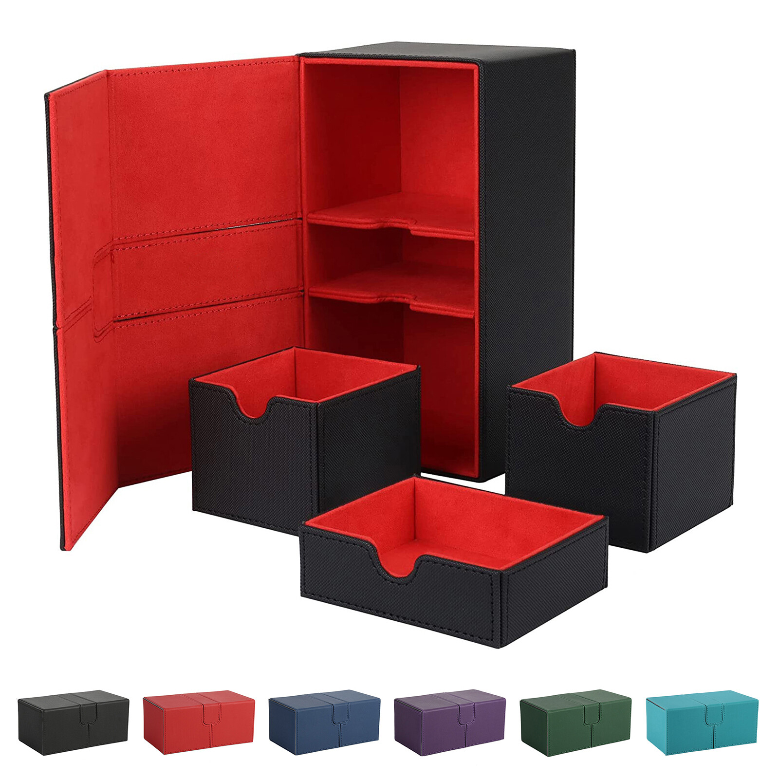 Premium TCG Double Deck Box Case Card Protector Holds 200 Cards & Dice MTG EDH