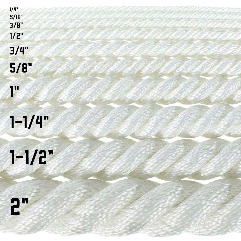 Golberg White Twisted Nylon Rope - Premium USA Made Cord - Many Sizes & Lengths