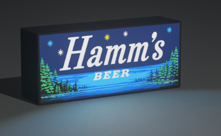 Hamms Beer Lake MCM Stars 3D Printed LED Light-Up Sign 9" Decor Lamp