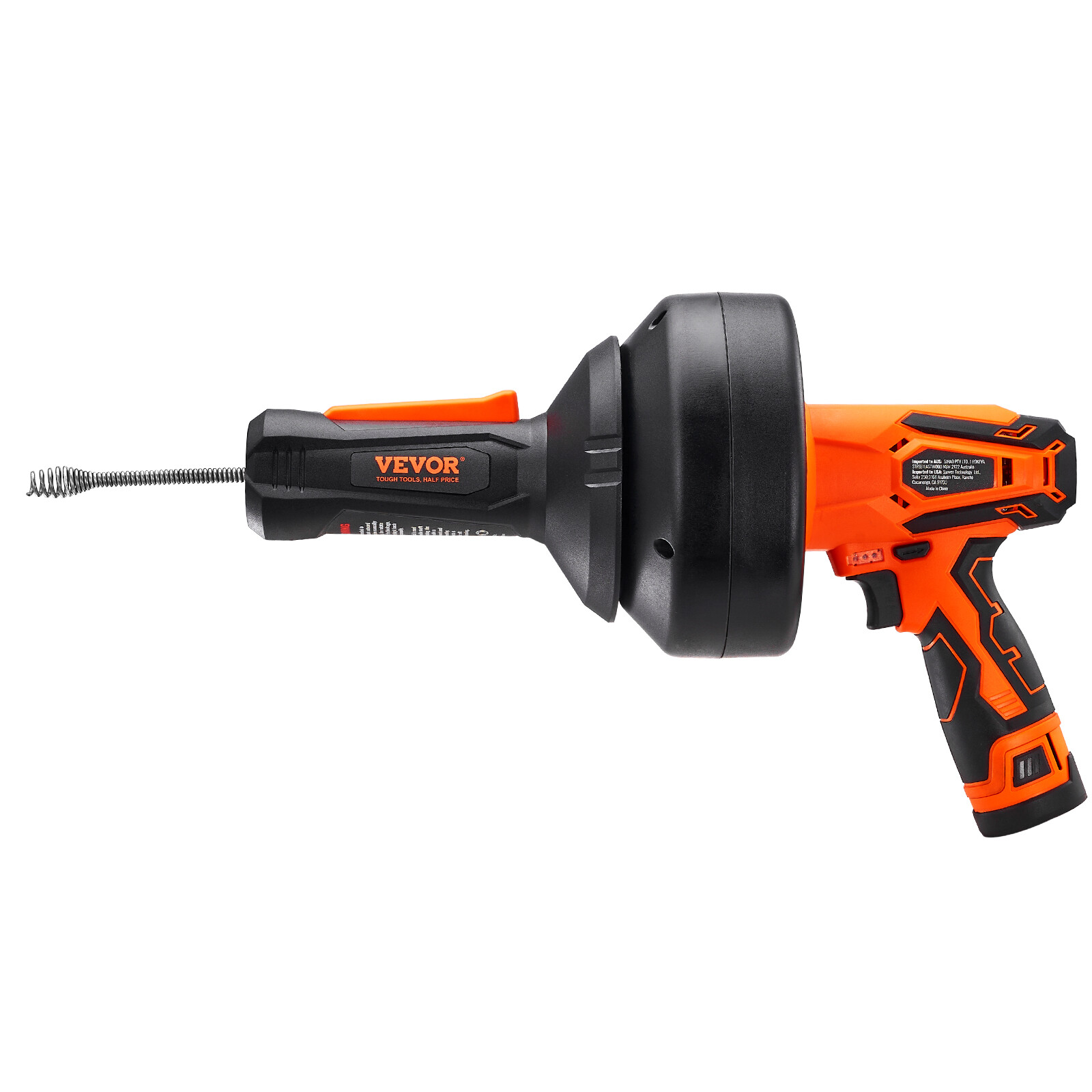 VEVOR 12V Electric Drain Auger 25FT Plumbing Snake Auto Feed for 3/4"-2" Pipes