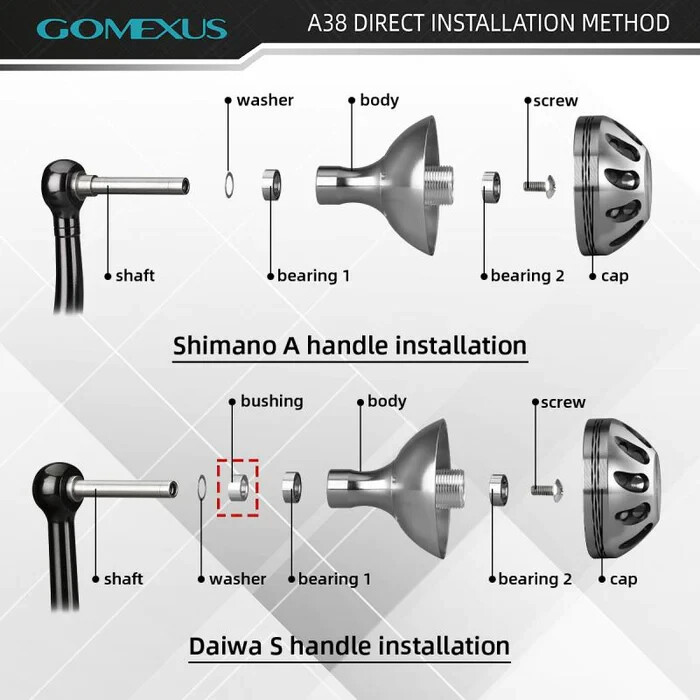 Gomexus Aluminum Power Knob 35mm For Shimano Stradic FL Stella FK Nasci FC Reel