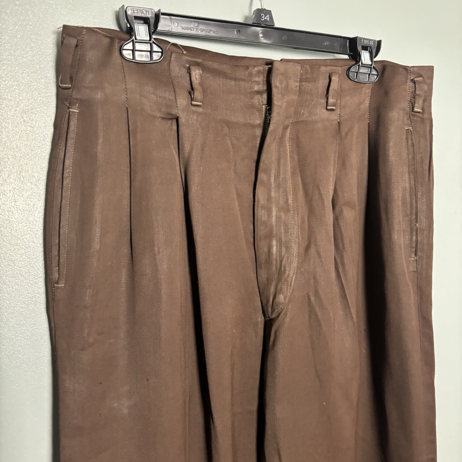 Vintage 1940s Men’s Brown Relaxed Fit Trouser Pants No Tags Large 34 36 Prentice