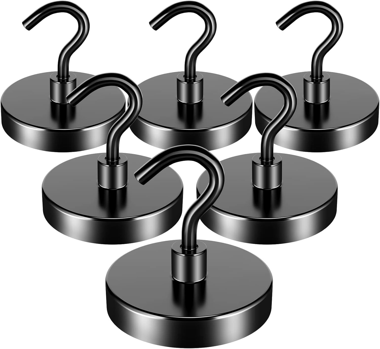 3or 6 Pack 110 Lbs Magnetic Hooks Heavy Duty Neodymium Magnet Hooks Strong Black