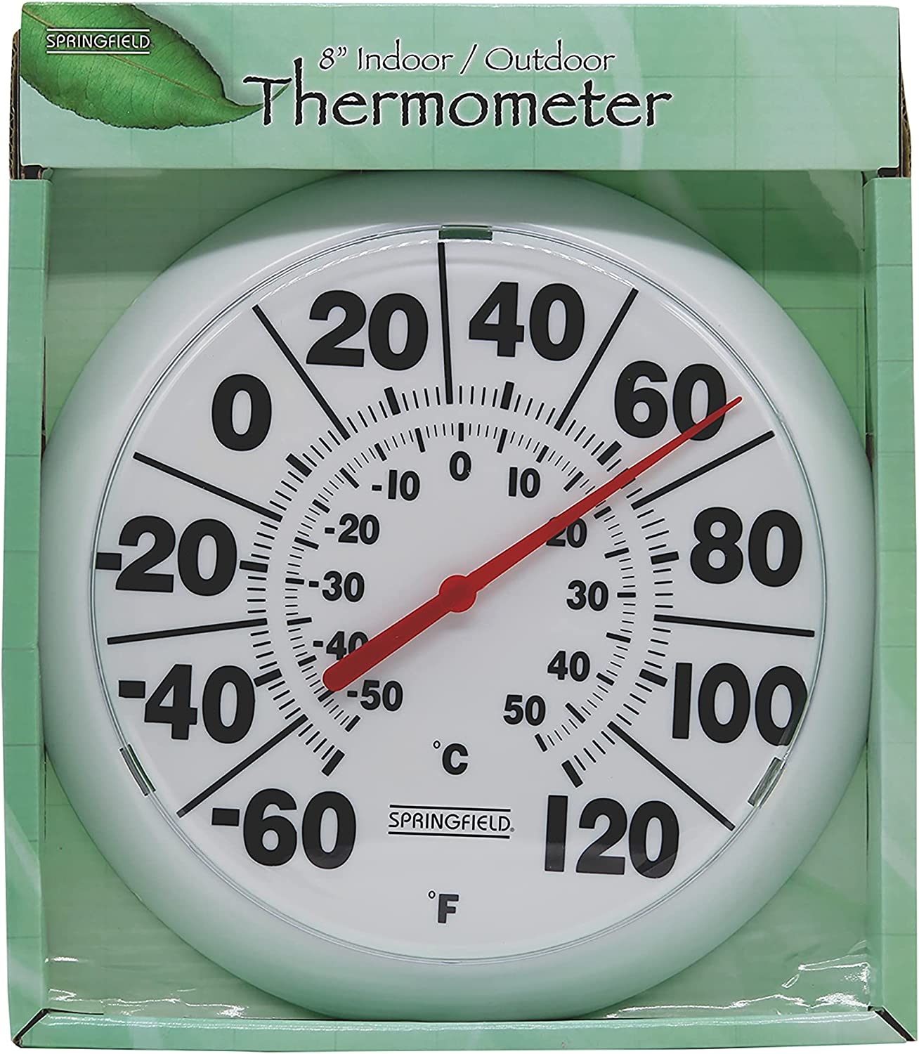 Large Outdoor Indoor Thermometer Easy Read Bold Analog Display Weather Resistant