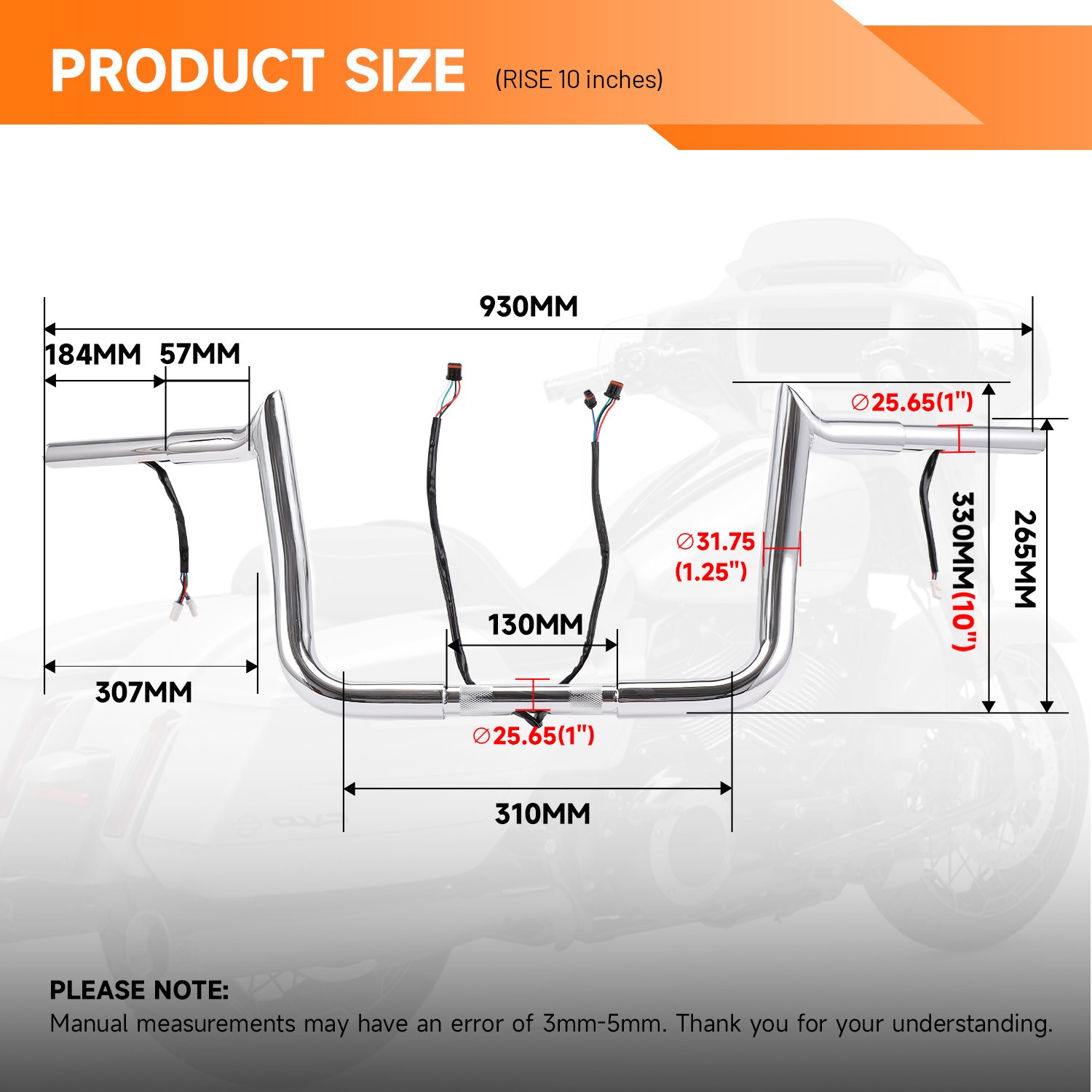 Pre-Wired 10" 12" 14" Meathook Bar Handlebar For Harley Electra Street Glide 14+