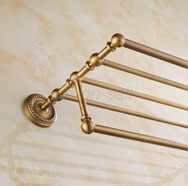 Antique Brass Bathroom Accessory Towel Rail Holder Storage Rack Shelf Bar